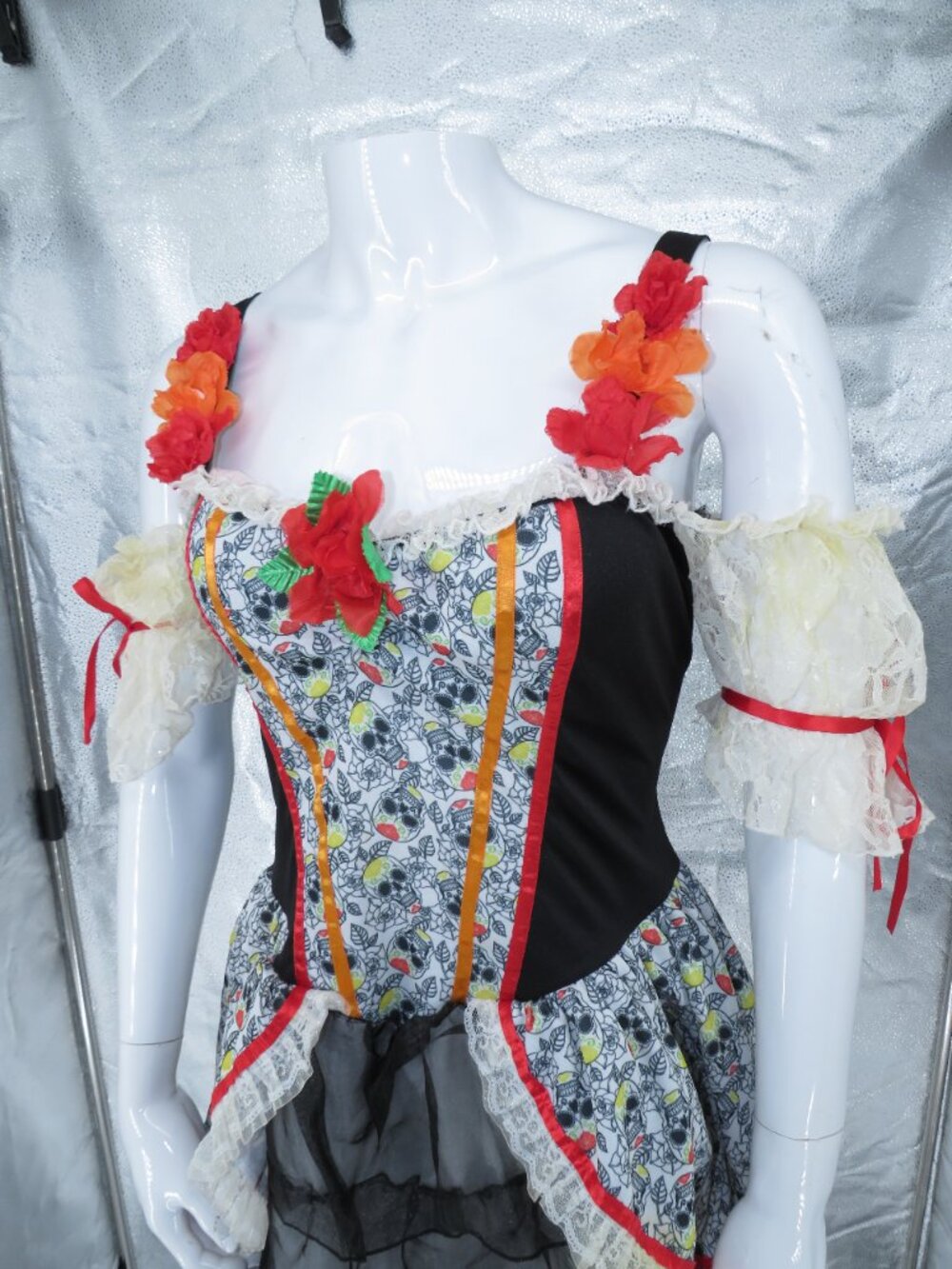 Day Of Dead Costume Sugar Skull Black Red Plus Size 1X 2X Leg Avenue Mini Dress - Picture 2 of 9